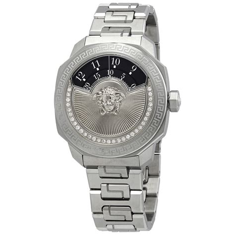 silver versace watch men's|Versace men's automatic watch.